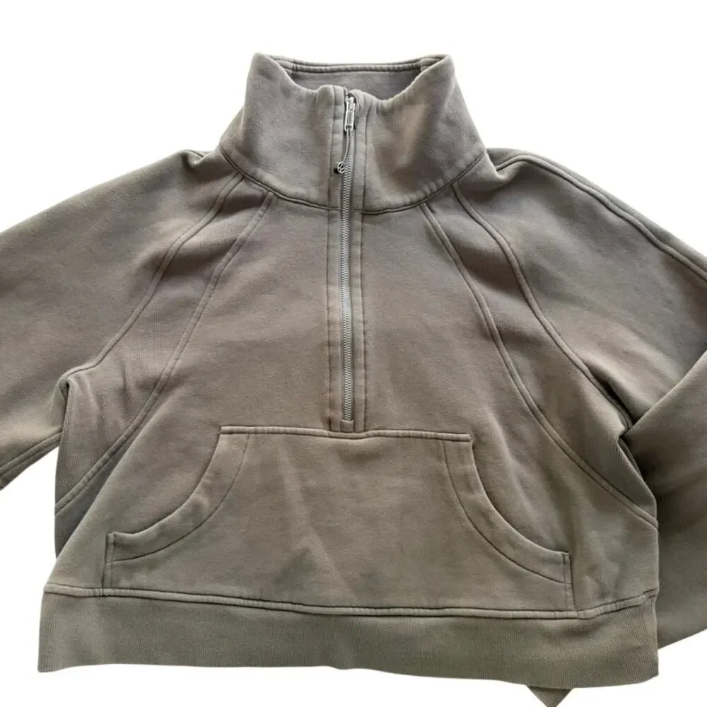 Lululemon Scuba Oversized Funnel Neck Sweatshirt Rover Tan Beige Size M/L Fleece